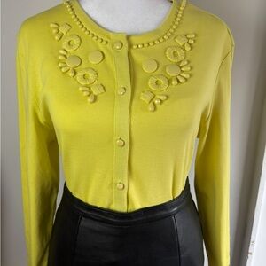 Rafaella Lemon Cardigan with Embellishments